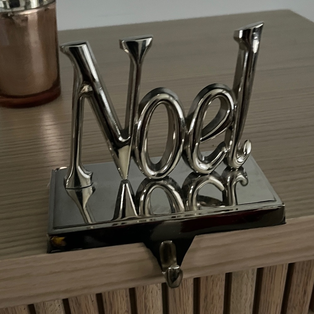 Elegant Silver Noel Stocking Holder